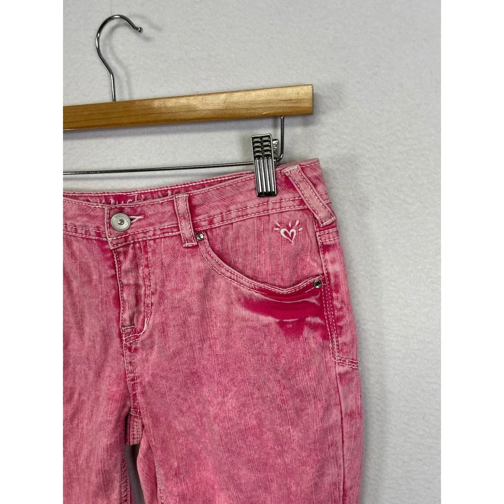 Y2K Kidcore‎ Justice Girls 14R Pink Acid Wash Simply Low Bermuda Denim Shorts